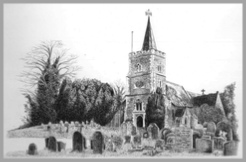 Biro drawing of St Mary's Hertingfordbury