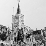 Ballpoint pen drawing of St Mary's Hertingfordbury