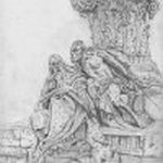 Graphite Drawing part of Goethe Memorial Statue Rome