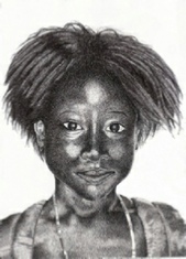African girl drawn in bic biro pen