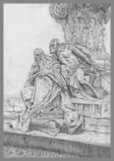 Graphite Commisssion drawing of Goethe Memorial Statue Rome