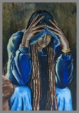 Hannah Blowes life size self portrait in hoodie - oil on canvas