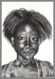 Biro Drawing of African School Girl