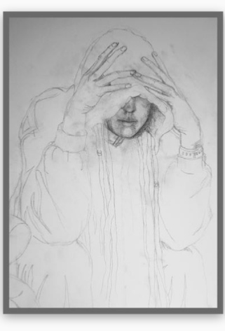 Initial drawing on canvas from photo